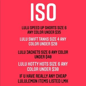 ISO LULULEMON ANYTHING
